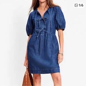Denim Blue Puff Sleeve Dress